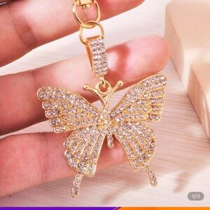 Gold Butterfly Keychain with Rhinestones